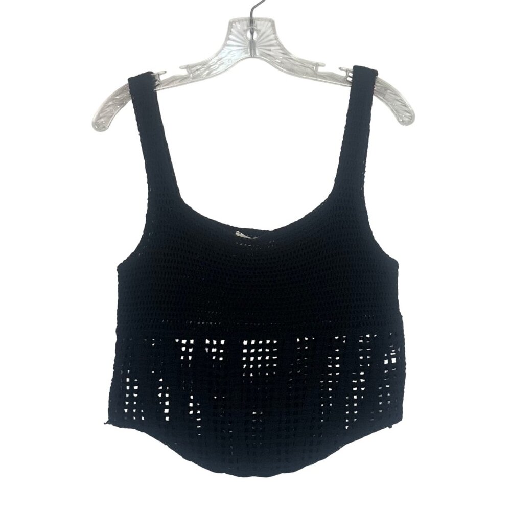 Rebellion Crochet Tank Top Womens Large Black New WOT Summer